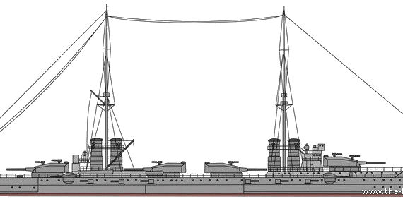 Ship RN Dante Alighieri [Battleship] (1910) - drawings, dimensions, pictures